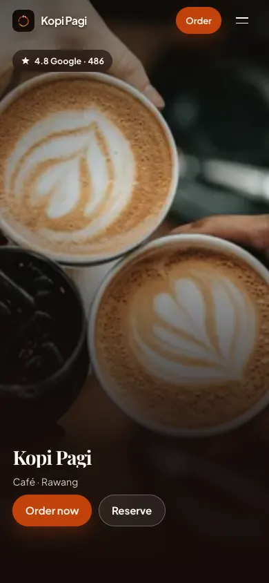 Kopi Pagi website, phone
