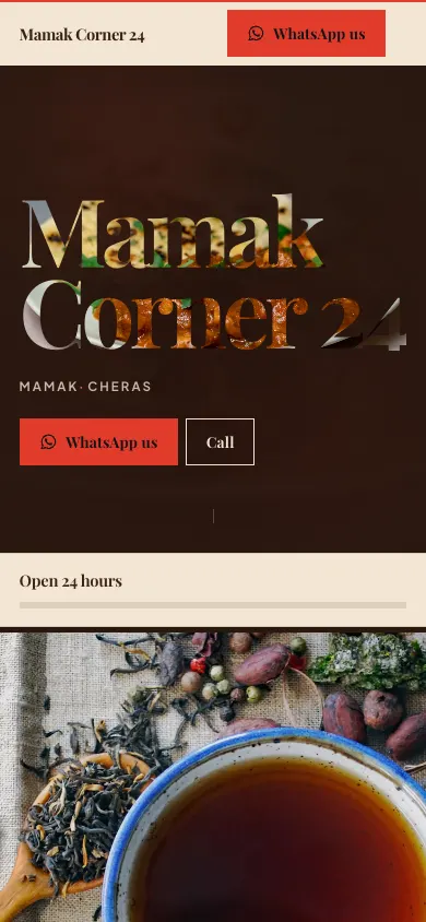 Mamak Corner 24 website, phone